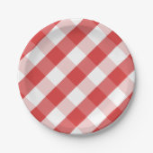 Rood- en witgingham-patroon papieren bordje (Voorkant)