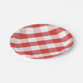 Rood- en witgingham-patroon papieren bordje (Gekanteld)