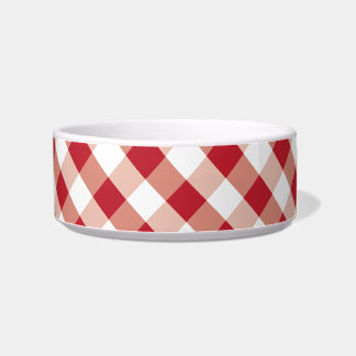 Rood- en witgingham-patroonkom voerbakje