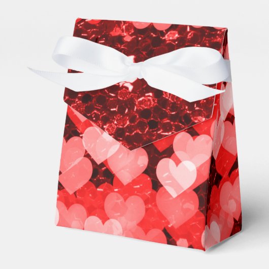 Rood- en witharten Faux Glitter Bedankdoosjes (Voorkant Zijde)