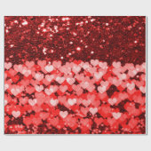 Rood- en witharten Faux Glitter Cadeaupapier (Vlak)