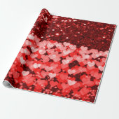Rood- en witharten Faux Glitter Cadeaupapier (Uitgerold)