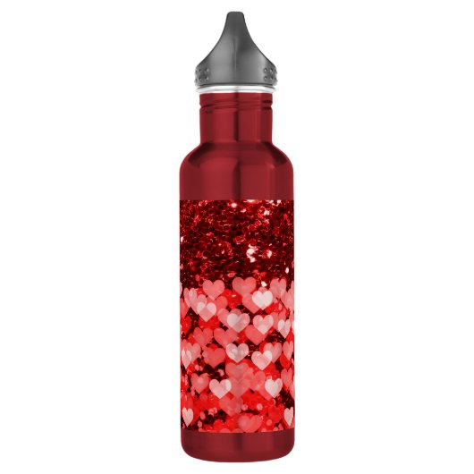 Rood- en witharten Faux Glitter Waterfles (Links)