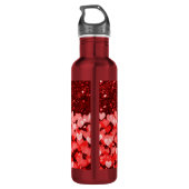 Rood- en witharten Faux Glitter Waterfles (Achterkant)
