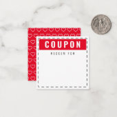 Rood- en witharten Patroon Modern Blank Coupons Notitiekaartje (Voorkant / Achterkant in situ)