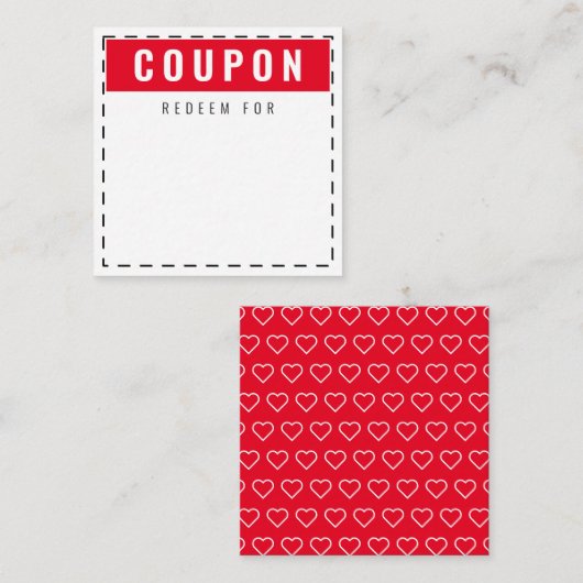 Rood- en witharten Patroon Modern Blank Coupons Notitiekaartje (Voorkant / Achterkant)