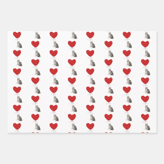 Rood- en witkat-evaluatie van Valentijn-cadeauverp Inpakpapier Vel (Voorkant 3)