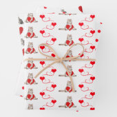 Rood- en witkat-evaluatie van Valentijn-cadeauverp Inpakpapier Vel (In situ)