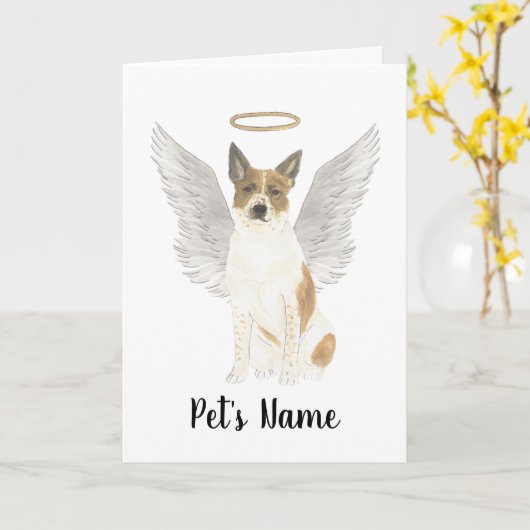 Rood- en witkatledog Heeler Sympathie Memorial Kaart (Gele Bloem)