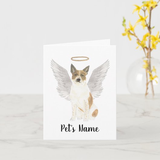 Rood- en witkatledog Heeler Sympathie Memorial Kaart (Gele Bloem)