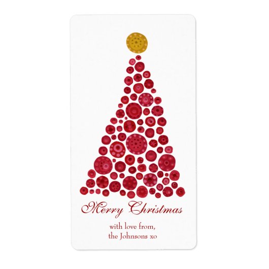 Rood- en witkerstbomen Gift Cadeau Labels (Voorkant)
