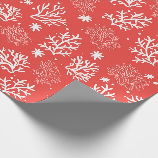 Rood- en witkoraal cadeaupapier (Hoek)