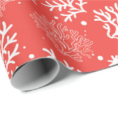 Rood- en witkoraal cadeaupapier (Rol Hoek)
