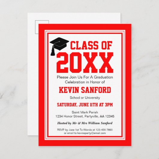 Rood- en witkorps uitnodiging briefkaart (Voorkant / Achterkant)