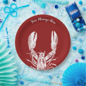 Rood- en witkreeft, gepersonaliseerd papieren bordje (Feest)