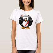 Rood- en witlint-pinguïn t-shirt (Voorkant)