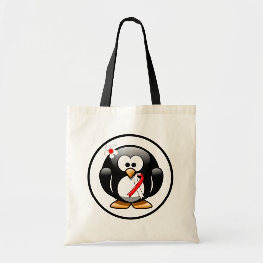 Rood- en witlint-pinguïn tote bag (Voorkant)