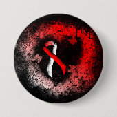 Rood- en witlintrukhart ronde button 7,6 cm (Voorkant)