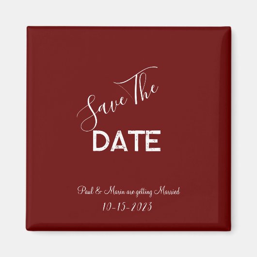 Rood- en witminimalistisch huwelijk sparen de datu magneet (Voorkant)