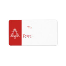 Rood- en witminimalistisch kerstboomschenkel Label