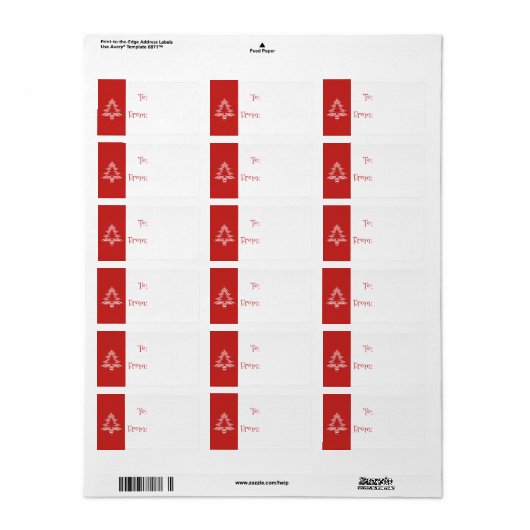 Rood- en witminimalistisch kerstboomschenkel Label (Full Sheet)