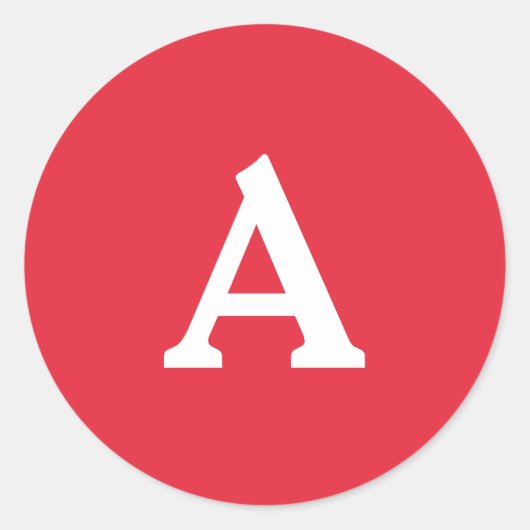 Rood- en witmonogram envelop ronde sticker (Voorkant)