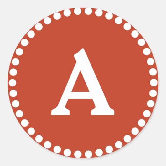 Rood- en witmonogram envelop ronde sticker (Voorkant)