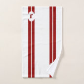 Rood- en witmonogram streep bad handdoek (Handdoek)