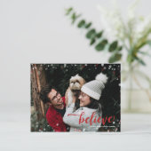 Rood- en witpaars geloven in de magische kerst briefkaart (Staand voorkant)