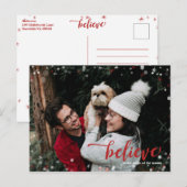 Rood- en witpaars geloven in de magische kerst briefkaart (Voorkant / Achterkant)