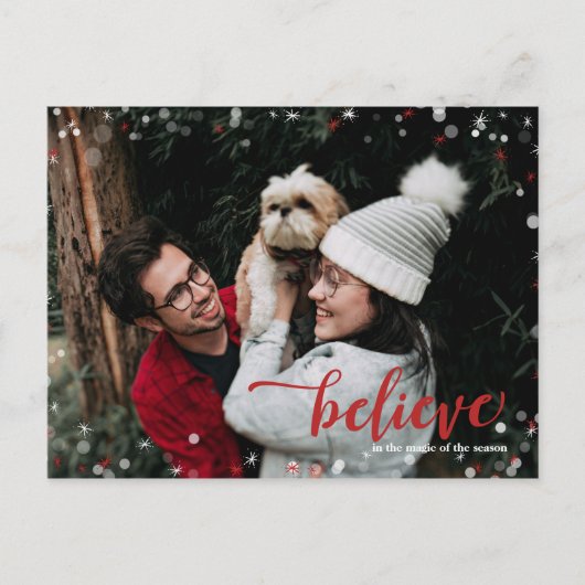 Rood- en witpaars geloven in de magische kerst briefkaart (Voorkant)
