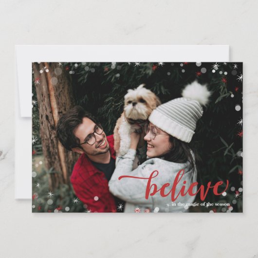 Rood- en witpaars geloven in de magische kerst kaart (Voorkant)