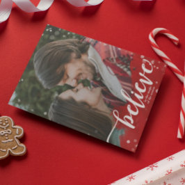 Rood- en witpaars geloven in de magische kerst kaart