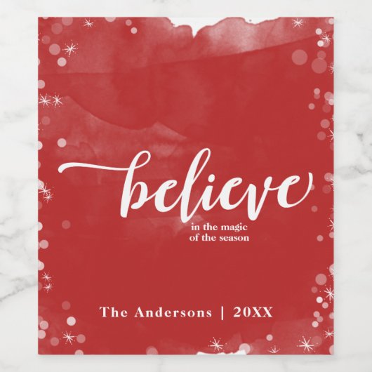 Rood- en witpaars geloven in kerstfeestdag wijn etiket (Enkel label)