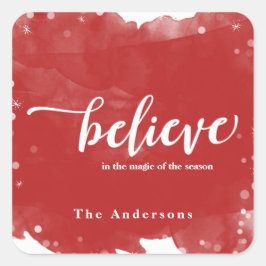 Rood- en witpaars geloven in kerstvakantie vierkante sticker