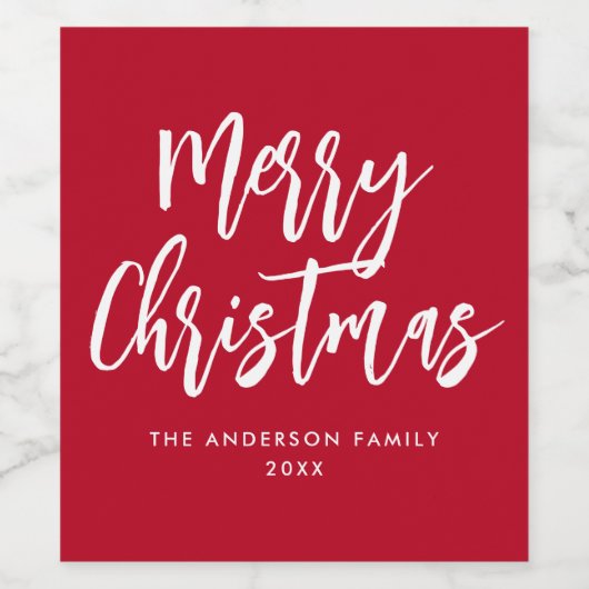 Rood- en witpenseel, prettig kerstfeest wijn etiket (Enkel label)