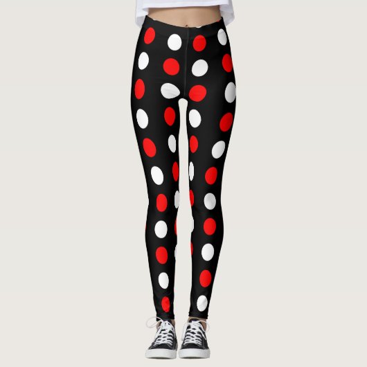 Rood- en witpestpatroon leggings (Voorkant)