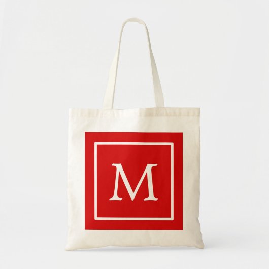 Rood- en witplein, aangepast monogram tote bag (Voorkant)