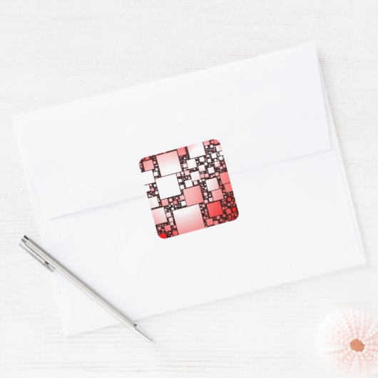 Rood- en witplein dansen vierkante sticker (Envelop)