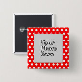 Rood- en witpooldots Foto-Lijst Vierkante Button 5,1 Cm (Voorkant /achterkant)