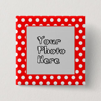 Rood- en witpooldots Foto-Lijst Vierkante Button 5,1 Cm