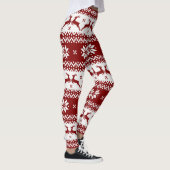 Rood- en witrendieren en snowflakes kerst leggings (Rechts)