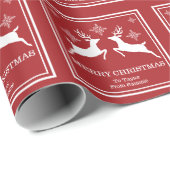 Rood- en witrendieren met sneeuwvlokken kerst cadeaupapier (Rol Hoek)