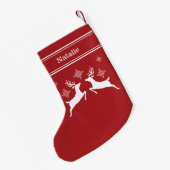 Rood- en witrendieren met sneeuwvlokken kerst kleine kerstsok (Achterkant (Hangend))