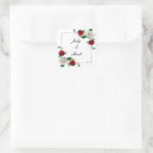 Rood- en witrozen kerstbruiloft Envelopzegel Vierkante Sticker (Tas)