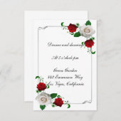 Rood- en witrozen kerstbruiloft-ontvangstkaart kaart (Voorkant / Achterkant)
