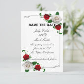 Rood- en witrozen kersthuwelijk sparen de datum aankondiging (Staand voorkant)