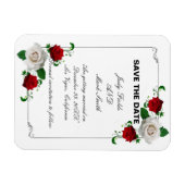 Rood- en witrozen kersthuwelijk sparen de datum magneet (Horizontaal)