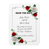 Rood- en witrozen kersthuwelijk sparen de datum magneet (Verticaal)