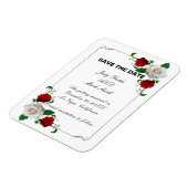 Rood- en witrozen kersthuwelijk sparen de datum magneet (Linkerzijde)